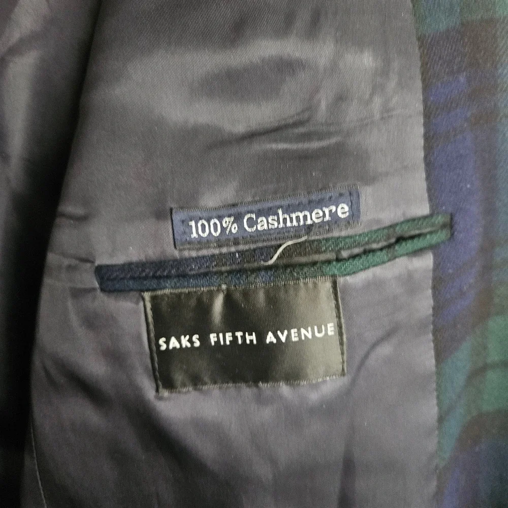 Vtg Burberrys Cashmere Black Watch Tartan Plaid Sport Coat Blazer Saks Fifth Ave